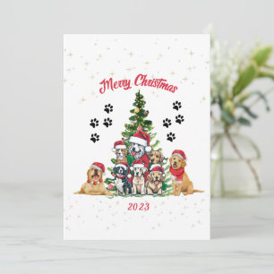 Een canine kerstviering. feestdagenkaart