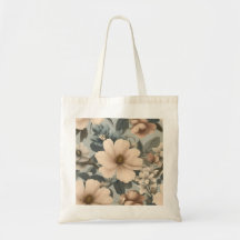 Een canvas tas met florale prints