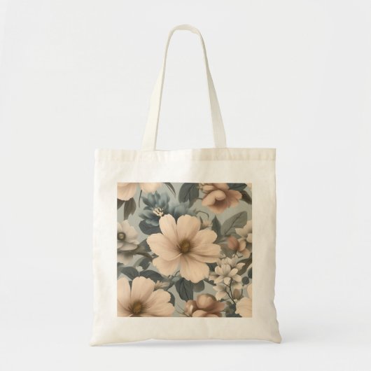 Een canvas tas met florale prints (Voorkant)