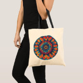 Een canvas tas met gedurfde, kleurrijke mandala-pa (Voorkant (product))
