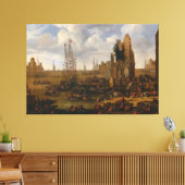 Een Capriccio Uitzicht van een drukke haven scene Canvas Afdruk (Insitu (Woonkamer))