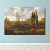 Een Capriccio Uitzicht van een drukke haven scene Canvas Afdruk (Insitu (Houten vloer))