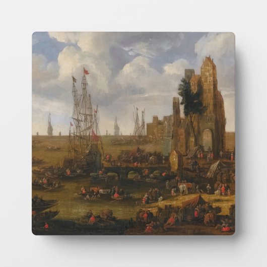 Een Capriccio Uitzicht van een drukke haven scene Fotoplaat (Voorkant)