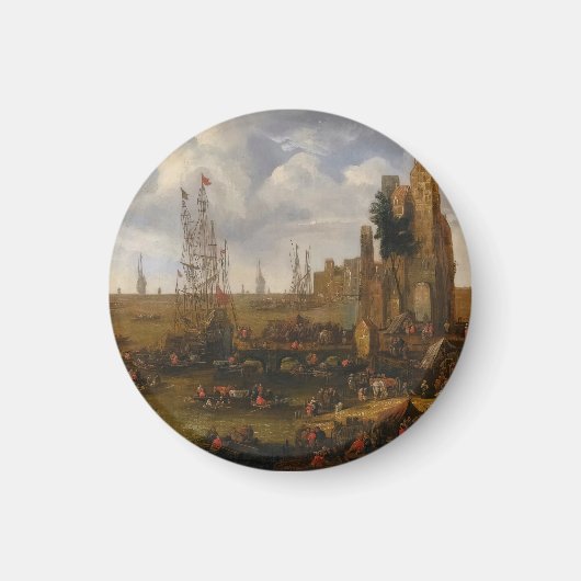 Een Capriccio Uitzicht van een drukke haven scene Magneet (Voorkant)