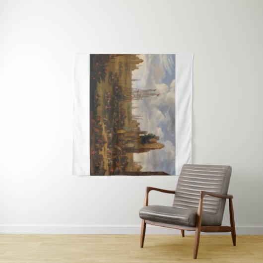 Een Capriccio Uitzicht van een drukke haven scene Wandkleed (In Situ (horizontaal))