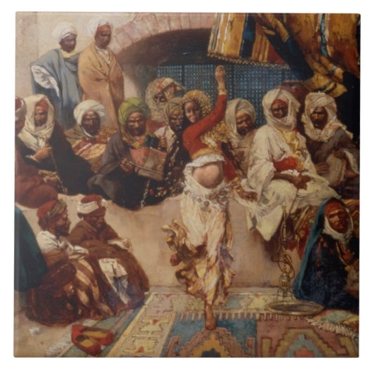 Een captive Publiek, 1883 (olie op canvas) Tegeltje (Voorkant)