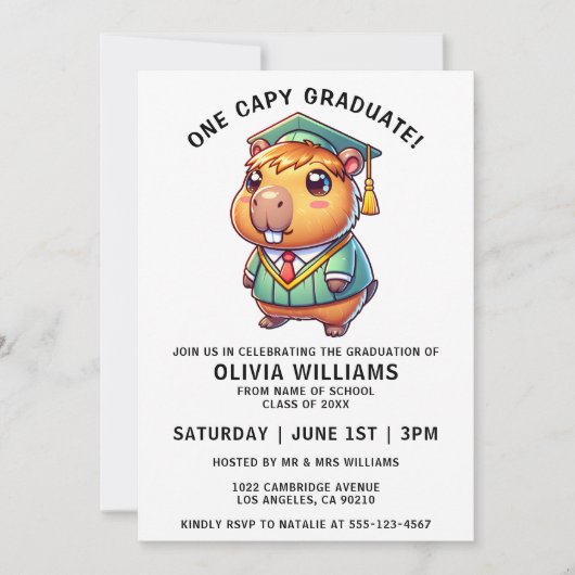 Een capy Afstuderen grappig Capybara afstudeerfees Kaart (Voorkant)