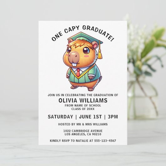 Een capy Afstuderen grappig Capybara afstudeerfees Kaart (Staand voorkant)