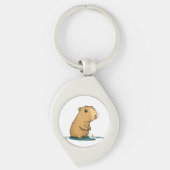 een capybara in het watersgat sleutelhanger (Voorkant)