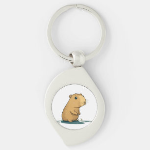 een capybara in het watersgat sleutelhanger