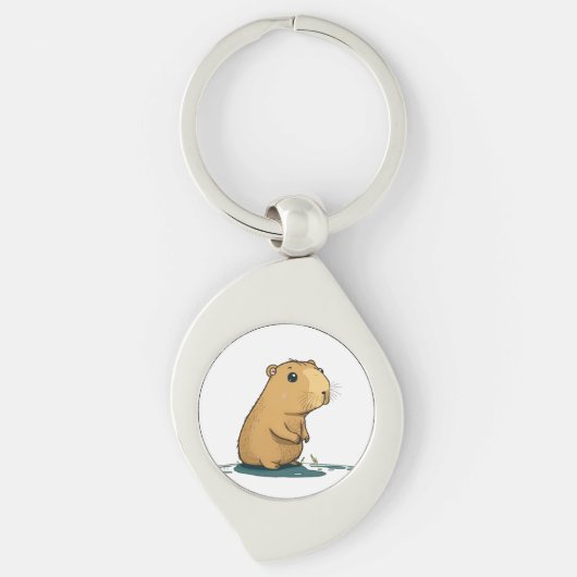 een capybara in het watersgat sleutelhanger (Voorkant)