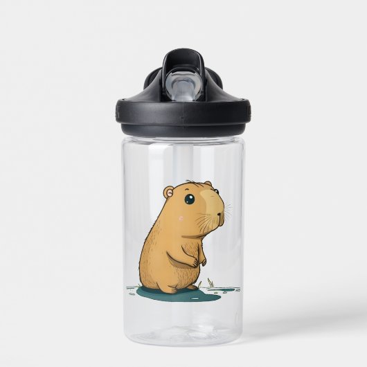 een capybara in het watersgat waterfles (Voorkant)