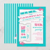 Eén carnaval Girl Birthday Party Invitation toelat Kaart (Voorkant / Achterkant)