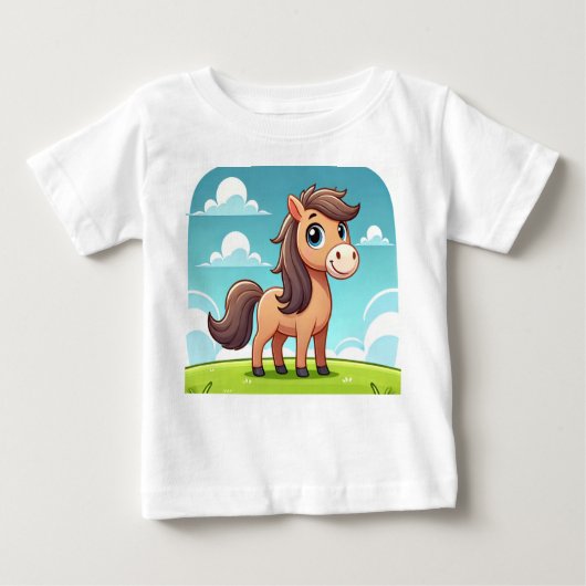 Een cartoon baby Hourse ontwerp Baby Shirt. (Voorkant)