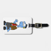 Een Cartoon Brontosaur verkleedde zich als Franken Bagagelabel (Voorkant horizontaal)