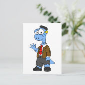 Een Cartoon Brontosaur verkleedde zich als Franken Briefkaart (Staand voorkant)