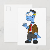 Een Cartoon Brontosaur verkleedde zich als Franken Briefkaart (Voorkant / Achterkant)
