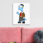 Een Cartoon Brontosaur verkleedde zich als Franken Canvas Afdruk (Insitu (Woonkamer))