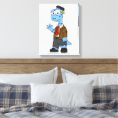 Een Cartoon Brontosaur verkleedde zich als Franken Canvas Afdruk (Insitu (Slaapkamer))