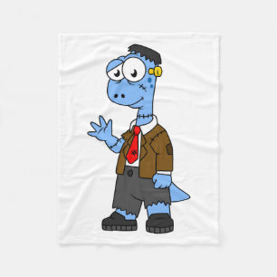Een Cartoon Brontosaur verkleedde zich als Franken Fleece Deken