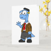 Een Cartoon Brontosaur verkleedde zich als Franken Kaart (Gele Bloem)