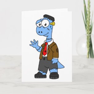 Een Cartoon Brontosaur verkleedde zich als Franken Kaart