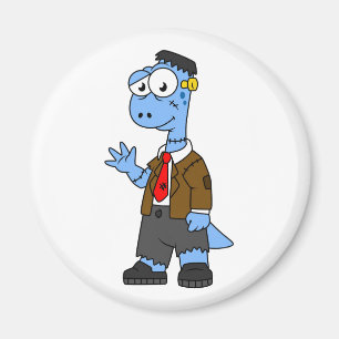 Een Cartoon Brontosaur verkleedde zich als Franken Magneet