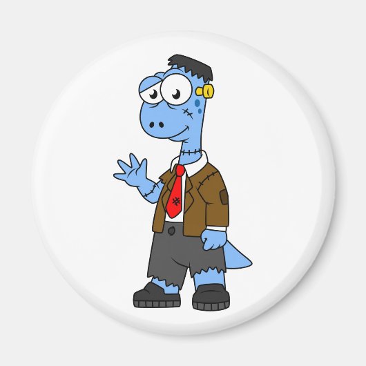 Een Cartoon Brontosaur verkleedde zich als Franken Magneet (Voorkant)