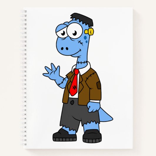 Een Cartoon Brontosaur verkleedde zich als Franken Notitieboek (Voorkant)