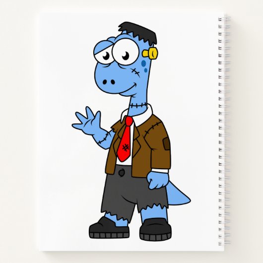 Een Cartoon Brontosaur verkleedde zich als Franken Notitieboek (Achterkant)