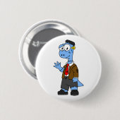 Een Cartoon Brontosaur verkleedde zich als Franken Ronde Button 5,7 Cm (Voorkant /achterkant)