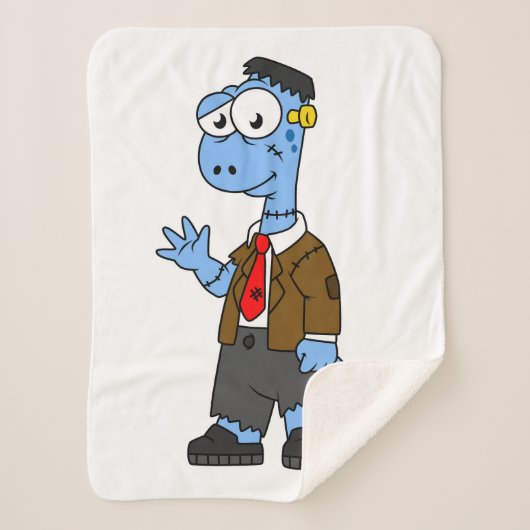 Een Cartoon Brontosaur verkleedde zich als Franken Sherpa Deken (Voorkant)