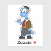 Een Cartoon Brontosaur verkleedde zich als Franken Sticker (Vel)