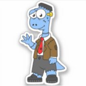Een Cartoon Brontosaur verkleedde zich als Franken Sticker (Voorkant)