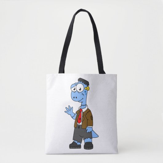 Een Cartoon Brontosaur verkleedde zich als Franken Tote Bag (Voorkant)