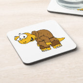 Een Cartoon dinosaurus bochel. Bier Onderzetter (Linkerzijde)