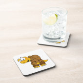 Een Cartoon dinosaurus bochel. Bier Onderzetter (Rechterzijde)