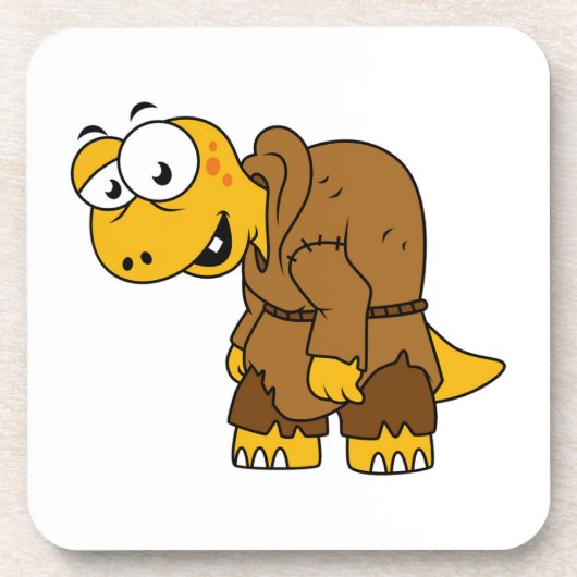 Een Cartoon dinosaurus bochel. Bier Onderzetter (Voorkant)