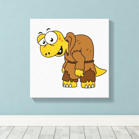 Een Cartoon dinosaurus bochel. Canvas Afdruk (Insitu (Houten vloer))
