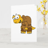 Een Cartoon dinosaurus bochel. Kaart (Gele Bloem)