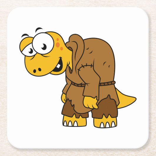 Een Cartoon dinosaurus bochel. Kartonnen Onderzetters (Voorkant)