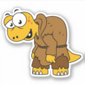 Een Cartoon dinosaurus bochel. Sticker (Voorkant)