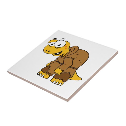 Een Cartoon dinosaurus bochel. Tegeltje (Zijkant)