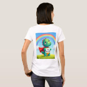 Een cartoon dinosaurus met zonnebril t-shirt (Achterkant volledig)