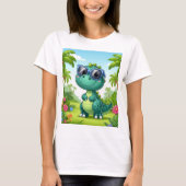 Een cartoon dinosaurus met zonnebril t-shirt (Voorkant)