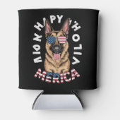 Een cartoon Duitse Herder in Amerikaanse vlaggenkl Blikjeskoeler (Voorkant)