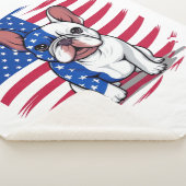 Een cartoon Franse bulldog met Amerikaanse vlag Sherpa Deken (3/4)