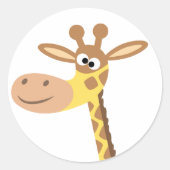 Een cartoon giraffe-ronde sticker (Voorkant)