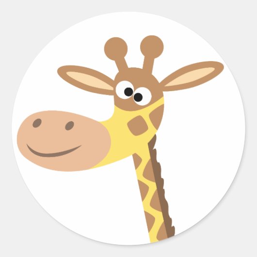 Een cartoon giraffe-ronde sticker (Voorkant)