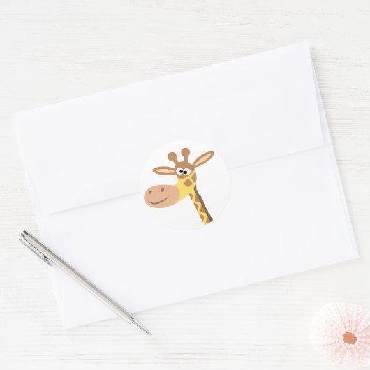 Een cartoon giraffe-ronde sticker (Envelop)